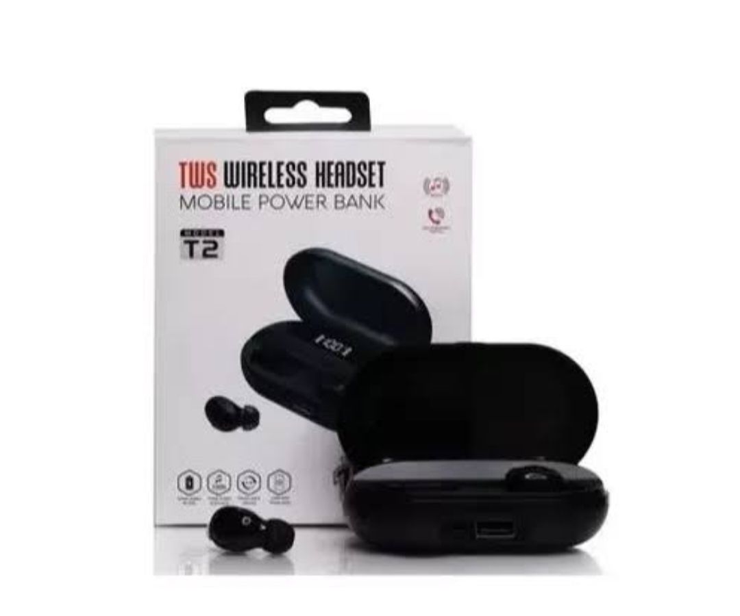 INVICTO T2 TWS 5.0 Bluetooth in Ear Headset Earphone Noise Cancelling with 1500mah with led Display Earbuds Compatible for All Smartphone (Black)