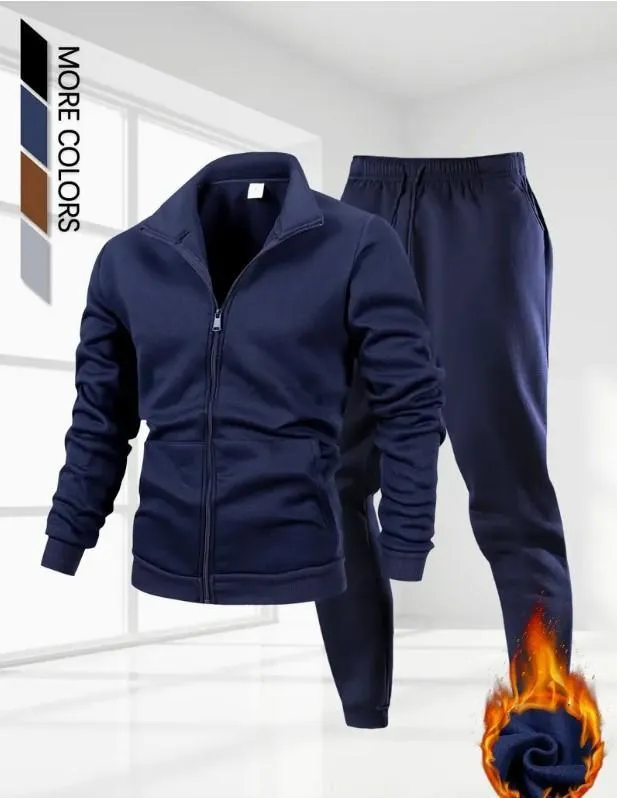 Fleece Plain Zipper Track Suit