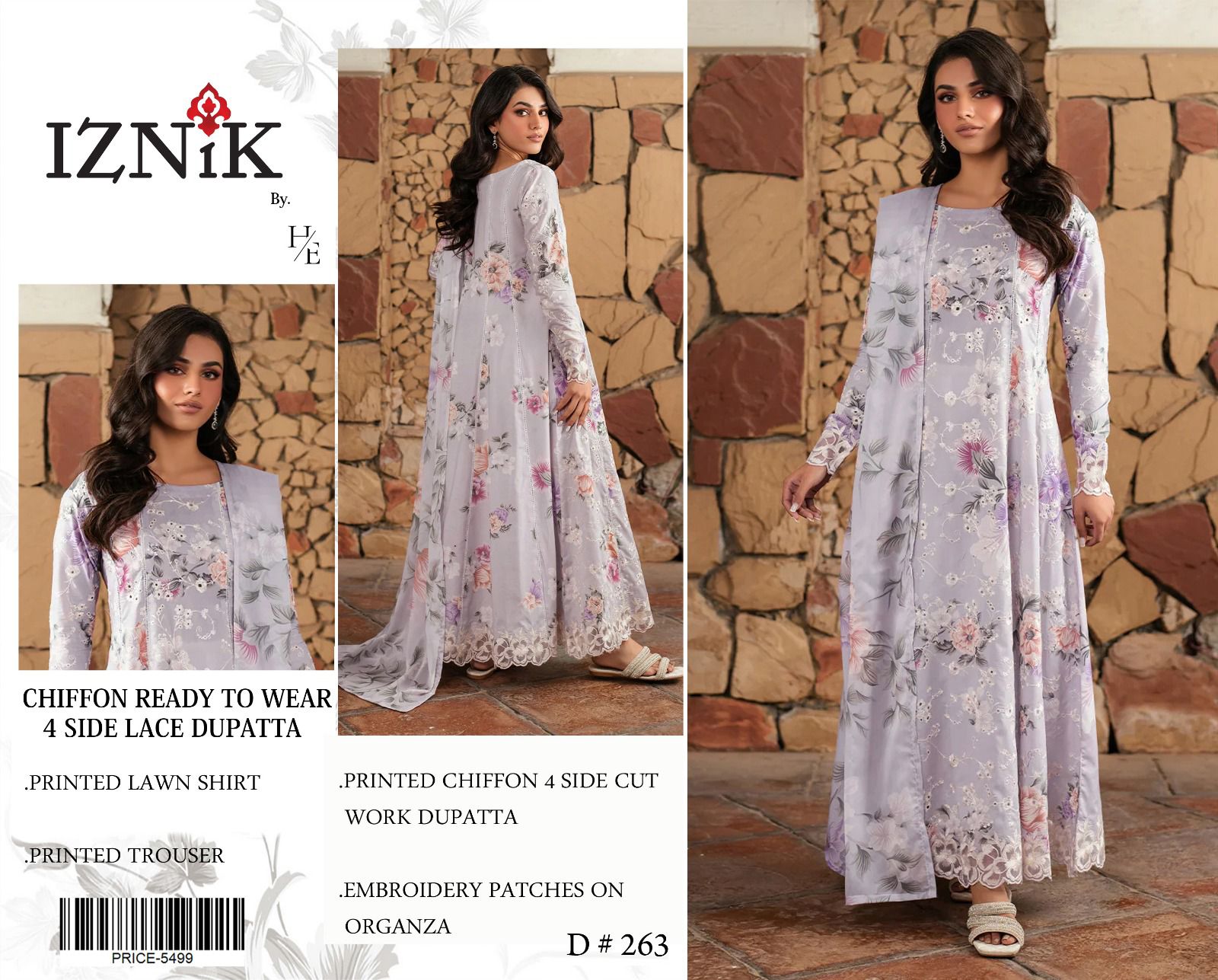 Iznik 3 piece printed lawn article