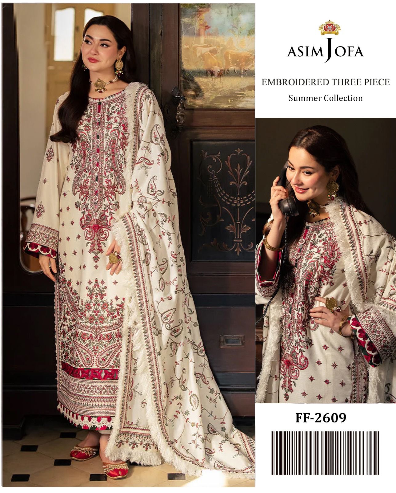 Asim Jofa 3 piece heavy embroided lawn article