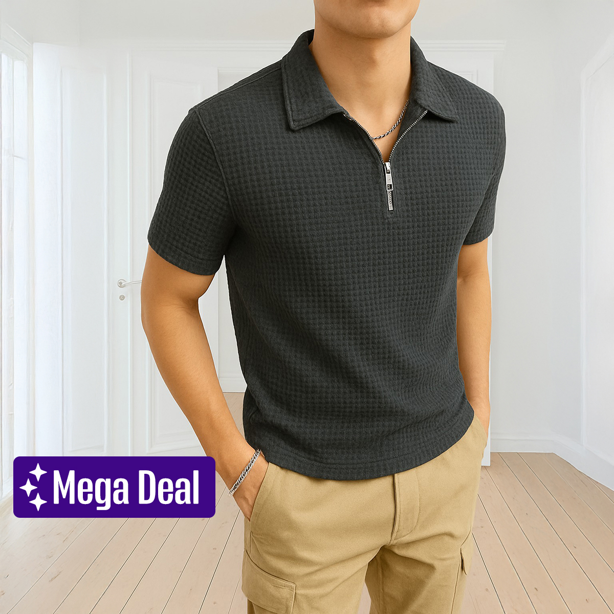 The Vintage Clothing Trendy Waffle Knit Polo Shirts For Men / Polo Tshirts For Men / Men Polo Tshirts / Men Tshirts