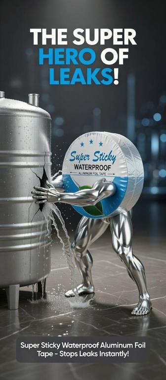 Waterproof Butyl Aluminum Foil Tape 50mm x 1m - Leak Proof Repair for Roof, Pipe, Duct, AC